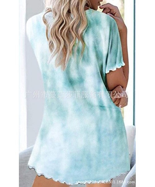 Nightgowns & Sleepshirts Womens Nightgown Tie Dye Summer Short Sleeve Sleepwear Sleep Dress - 2 - CZ19DSCEOQE