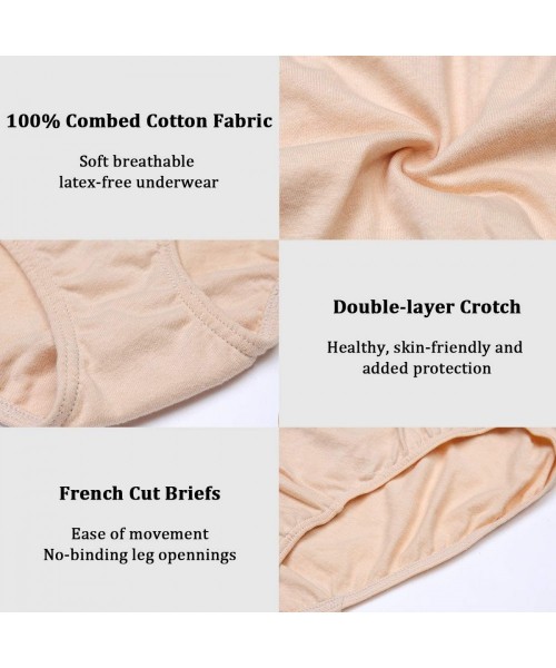 Panties Women's Soft 100 Cotton Underwear Panties Ladies High-Cut French Briefs Multipack - Beige-4pack - C618NRO0SHX