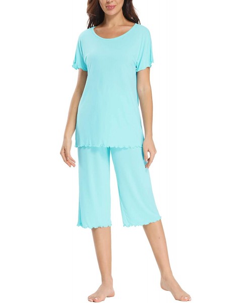 Sets Pajama Set for Women Capri Soft Sleep Loungewear Sets - Light Teal - C2190C0387G
