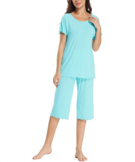 Sets Pajama Set for Women Capri Soft Sleep Loungewear Sets - Light Teal - C2190C0387G