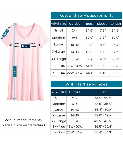 Nightgowns & Sleepshirts Women's Soft Bamboo Lightweight Nightgowns V Neck Nightwear Plus Size Short Sleeve Sleepwear S-4X - ...