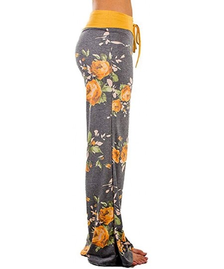 Bottoms Gloous Spring Autumn Drawstring Trousers Women American Flag Wide Leg Pants Leggings - Yellow-2 - C71992QWS9E