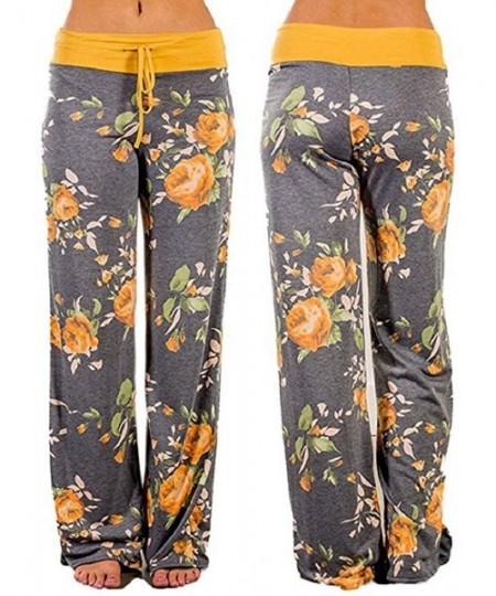 Bottoms Gloous Spring Autumn Drawstring Trousers Women American Flag Wide Leg Pants Leggings - Yellow-2 - C71992QWS9E