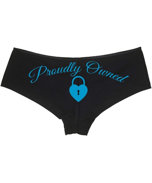 Panties BDSM Proudly Owned Black Boyshort for Your Submissive Sub Slut - Sky Blue - C018NUWTKCO