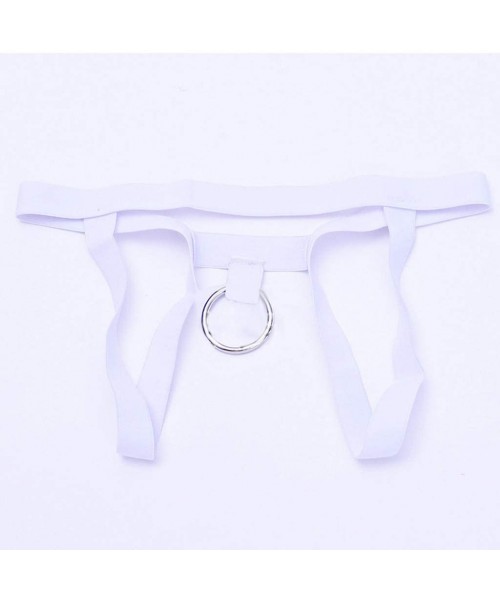 G-Strings & Thongs Men's Fashion Sretch G-String T-Back Micro Thong Briefs Underwear - White - C6196QW96LH