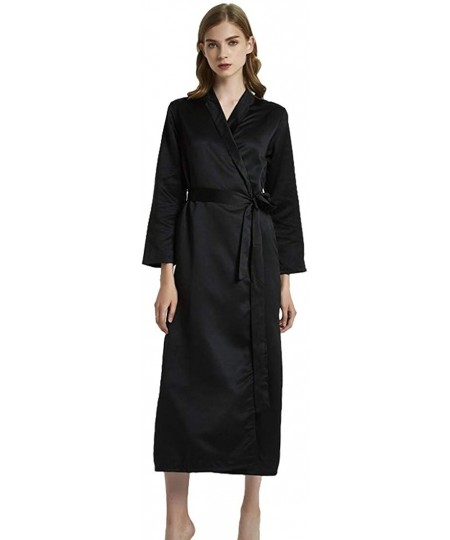 Robes Long Bathrobes Women Nightgowns Sexy Sleep Shirts V Neck Long Sleeve Housecoat Sleepwear Soft Nightshirt - Black - CF19...