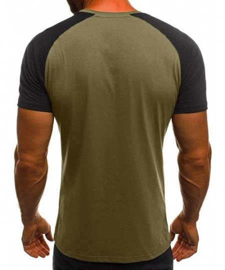 Undershirts Men's T-Shirt Short Sleeve Crew Neck Undershirts Camouflage Men Tops - Yb Army Green - C219CDSIRCG