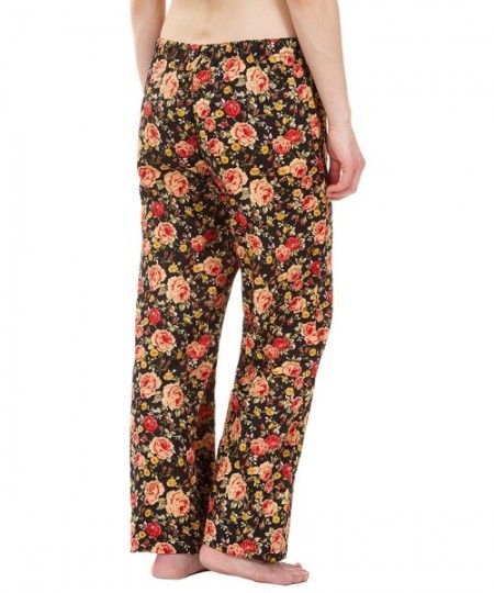 Bottoms Women's Cotton Poplin Pajama Lounge Boxer Shorts - Floral 1 Black Pants - C2187MDTTMK