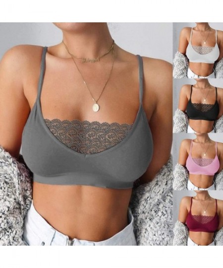 Bras Womens Underwear Plus Size Vest Crop Wireless Bra Lingerie V-Neck Sexy Sleepwear - Zy-pink - CI197EQQM06