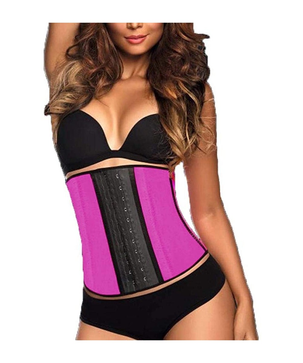 Bustiers & Corsets Women Waist Trainer 3-Breasted Tummy Control Belt Weight Loss Body Shaper Corsets - Rose Red - CK199U6E9LQ