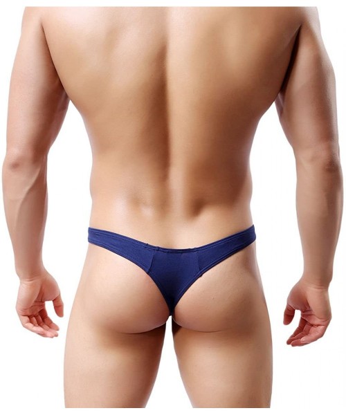 Briefs Men's Modal Comfortable G-string Thongs Sexy Low Rise Bikini Briefs Underwear - 4pcs Thong(red/Green/Navy/Lightgray) -...