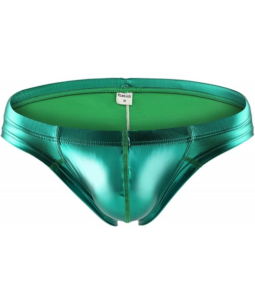 Briefs Men's Metallic Thong Swimsuit Underwear Briefs Trunks Underpants Bikini Swimwear - Green - CV19D6CYTGI