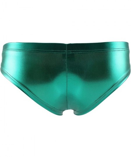 Briefs Men's Metallic Thong Swimsuit Underwear Briefs Trunks Underpants Bikini Swimwear - Green - CV19D6CYTGI