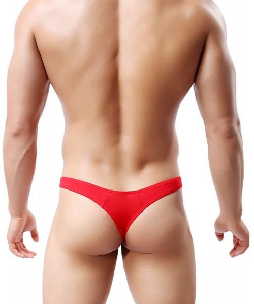 Briefs Men's Modal Comfortable G-string Thongs Sexy Low Rise Bikini Briefs Underwear - 4pcs Thong(red/Green/Navy/Lightgray) -...