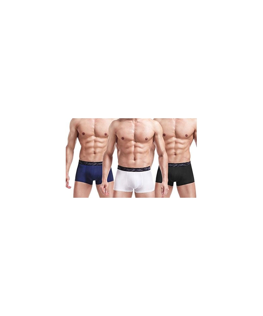 Boxer Briefs Men's Sexy Jackstrap Breathable Ice Silk Underwear Boxer Shorts for Men - 3pcs-3color - CU18QISI5OA