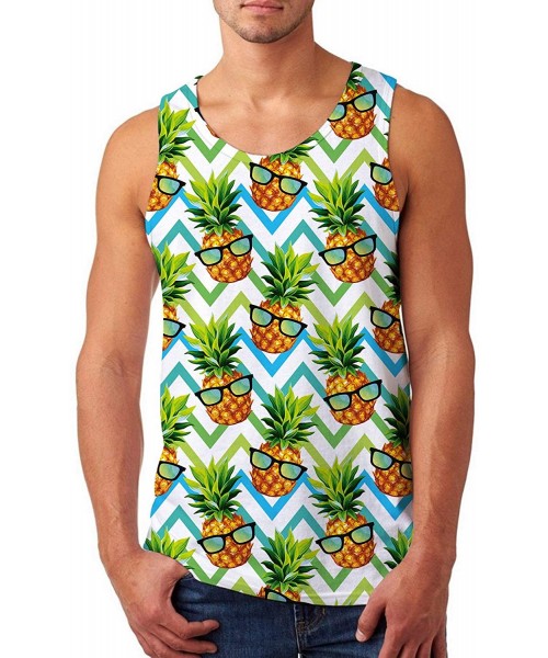 Undershirts Mens Tank Top Casual 3D Printed Gym Workout Tanks Cool Sleeveless Graphic T-Shirts - A Funny Pineapple - CN194KW8S4S