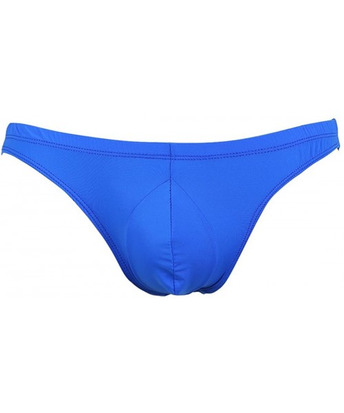 Bikinis Men Silky Bikini Bulge Pouch Stretchy Ruched Back Smooth Underwear Swimwear Briefs - Blue - C517XSUYAI0