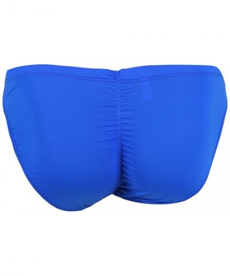 Bikinis Men Silky Bikini Bulge Pouch Stretchy Ruched Back Smooth Underwear Swimwear Briefs - Blue - C517XSUYAI0