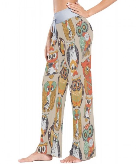 Bottoms Cute Pattern Seamless Owl Animal Colorful Women Loose Palazzo Casual Drawstring Sleepwear Print Yoga Pants - CF19D8URS86