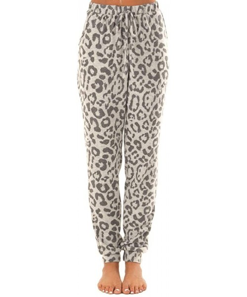 Sets 2PCs Sets Leopard Women Tracksuit Pants Leisure Pajamas Lounge Wear Suit - Gray - C718S68TU2I