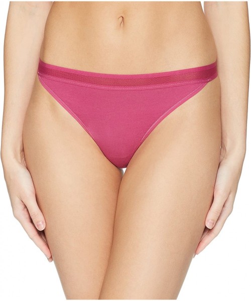 Panties Women's 3-Pack Sporty Cotton and Mesh Thong Underwear - Plum/Magenta Haze/Lilac - C2187CTM3EL