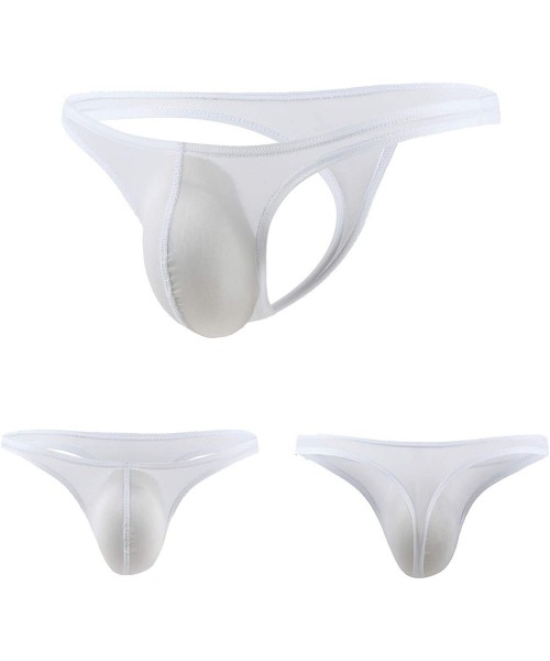 G-Strings & Thongs Transparent Thongs G Strings Sexy Men Underwear Smooth Ice Silk Bikini Through ThongPanties Jocks - White ...
