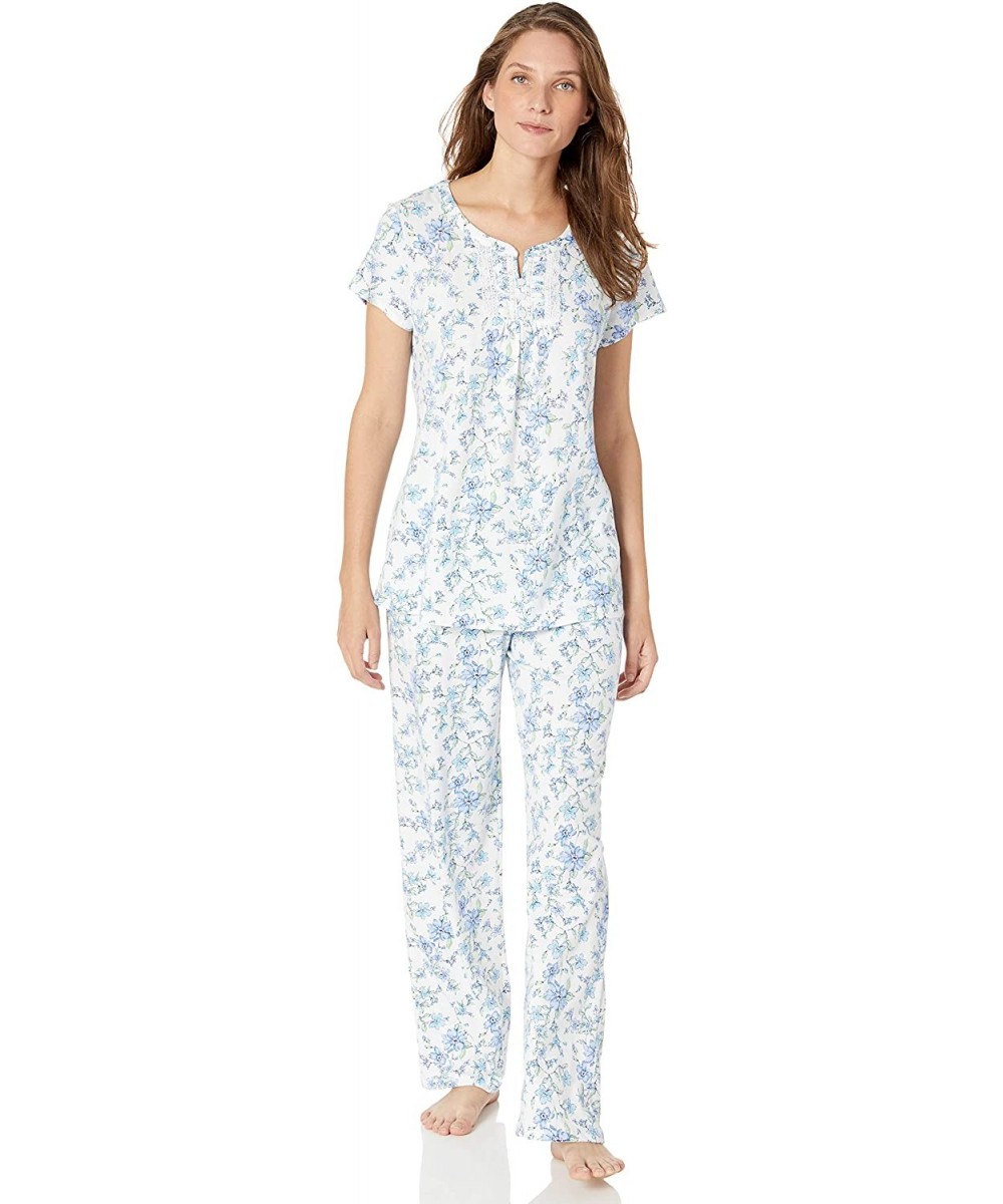 Sets Women's Pajama Set - Relaxed Fit with Feminine Details - White Floral - CG18LNZZRM4
