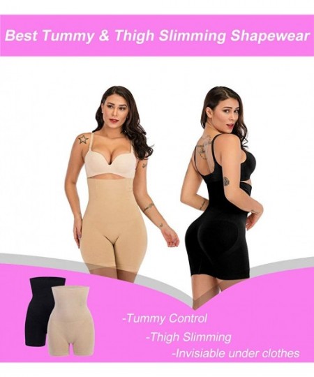 Shapewear Womens Shapewear Tummy Control Shorts Hi-Waist Butt Lifter Thigh Slimmer Body Shaper - Black - CJ193A2649W