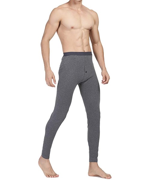 Thermal Underwear Men Long Johns Comfortable Cotton Thermal Underwear Bottoming Trousers - A04 Grey - C2192A74DI3