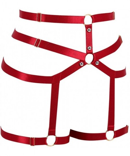 Garters & Garter Belts Female Body Harness Garter Leg cage Soft Elasticity Carnival Punk Gothic Adjustable Belt - Wine Red - ...