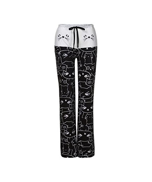 Bottoms Womens American Flag Floral High Waist Wide Leg Pants Fashion Casual Comfy Yoga Lounge Palazzo Trousers Black 5 - CL1...