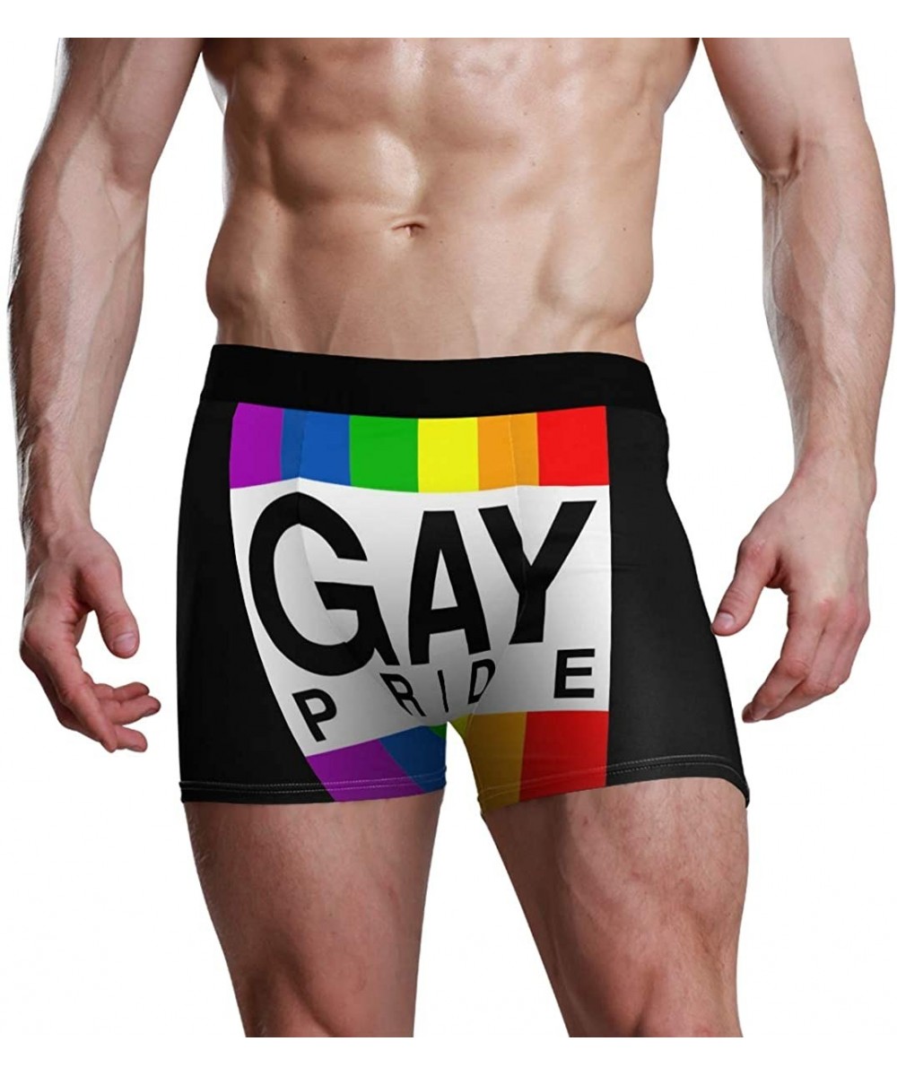 Boxer Briefs Men's Underwear Gay Pride Month Homosexual Rainbow Handprint Breathable Boxer Briefs Low Rise Long Leg - Gay Pri...