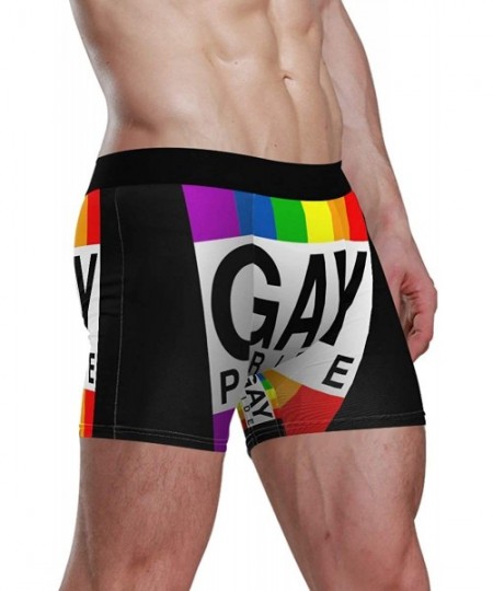 Boxer Briefs Men's Underwear Gay Pride Month Homosexual Rainbow Handprint Breathable Boxer Briefs Low Rise Long Leg - Gay Pri...
