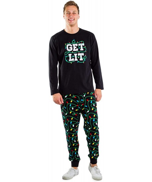 Sets Lit Matching Family Christmas Pajamas - Full Family Matching Xmas PJ Sets - M's Get Lit Black - CD18ZWNRDHM