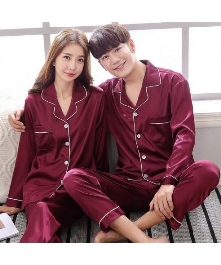 Sleep Sets Woman Man Pajamas Set Sleepwear Couple Pajamas Satin Nightwear Long Sleeve Homewear Leisure Home Cloth - Men 002 -...