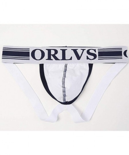 Briefs Underwear for Men- Mens Sports Jockstrap Low Rise Pouch Bikini Briefs Underwear - White - CL195DXH3QW