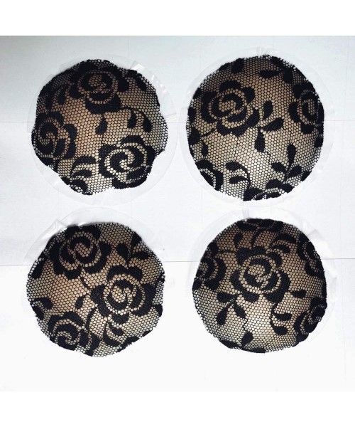 Accessories Women&Man Silicone Reusable Adhesive Pasties Nipple Covers Breast Petals - Black Sexy Lace Pattern (Round 1 Pair ...