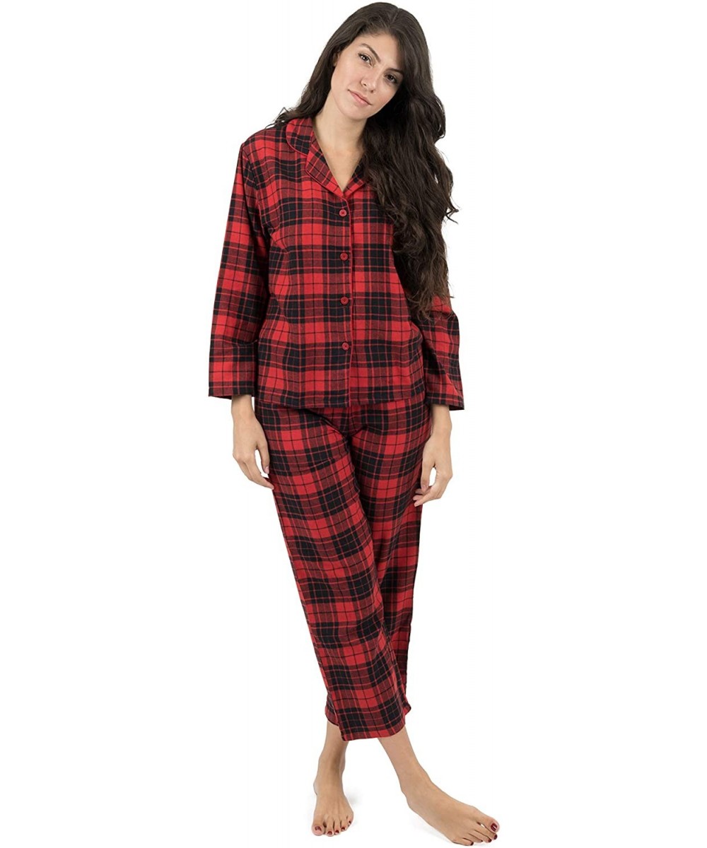 Sets Womens Flannel Pajamas 2 Piece Christmas Pajama Set Size X-Small-XX-Large - Black/Red - CR18IGIRMS2