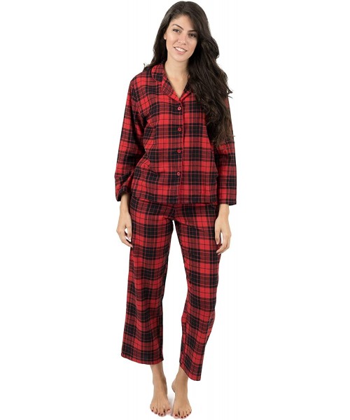 Sets Womens Flannel Pajamas 2 Piece Christmas Pajama Set Size X-Small-XX-Large - Black/Red - CR18IGIRMS2