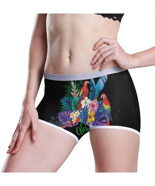 Panties Women's Soft Boy Short Neon Splatter Boxer Brief Panties - Tropical Summer Parrots - CG18T95TENM