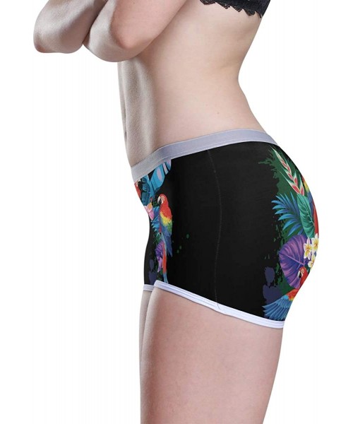 Panties Women's Soft Boy Short Neon Splatter Boxer Brief Panties - Tropical Summer Parrots - CG18T95TENM