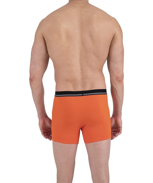 Boxer Briefs Men's Cotton Stretch Logo Solid Boxer Briefs Pack of 4 - Light Grey / Orange / Black / Black - C21964Z99MD