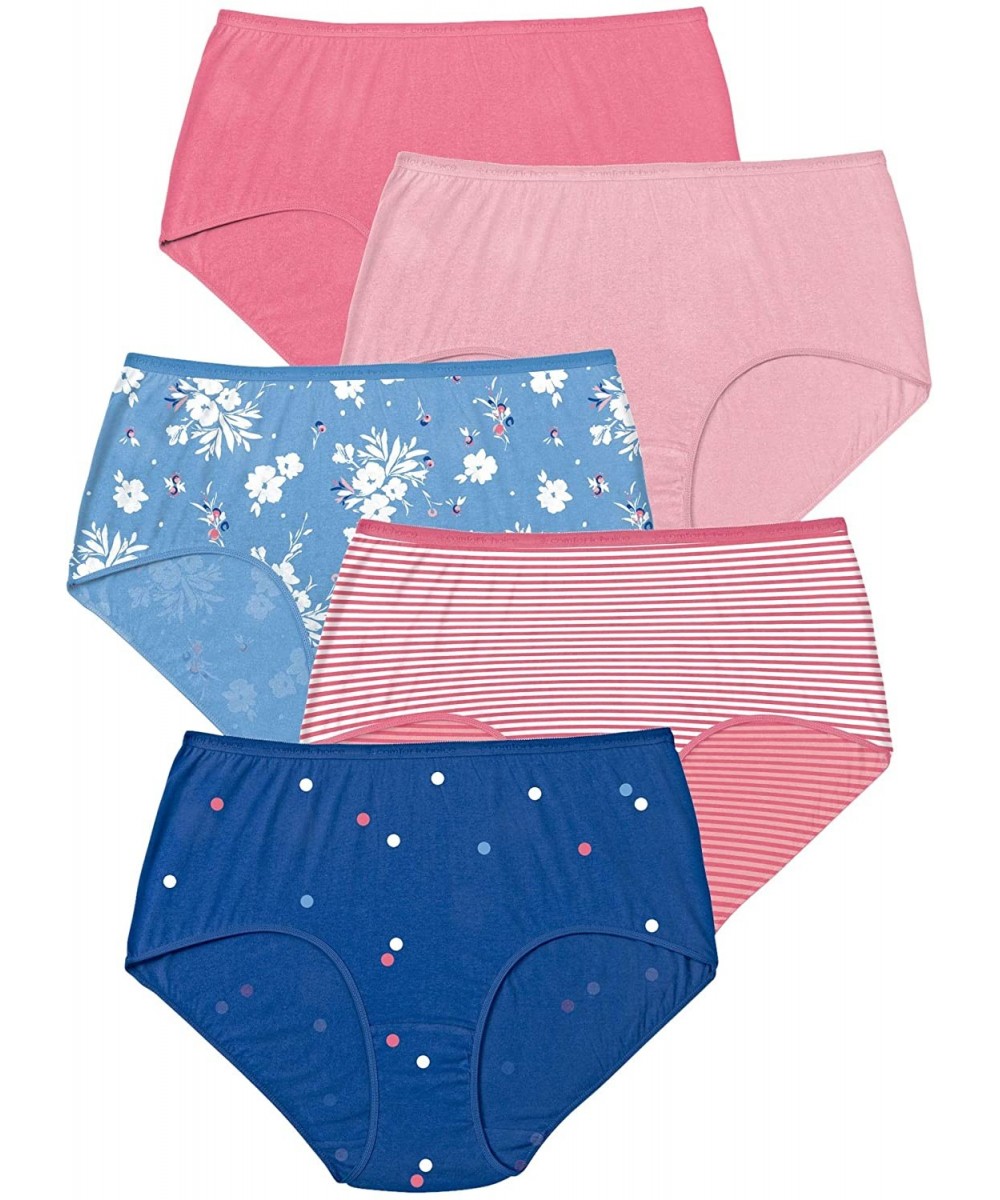 Panties Women's Plus Size 5-Pack Pure Cotton Full-Cut Brief Underwear - Scattered Dot Pack (0253) - C4195SRIY20