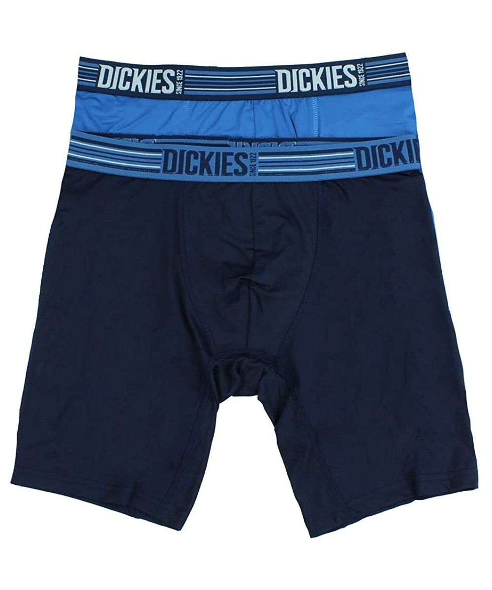 Boxer Briefs Dickies Mens Performance 9 Inch Boxer Briefs Two Pack- Blue/Navy - CW196744UN2
