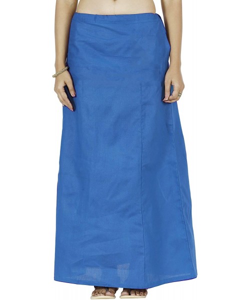 Slips Women's Cotton saree inskirt petticoat - Peacock Blue - CA194K86CWZ