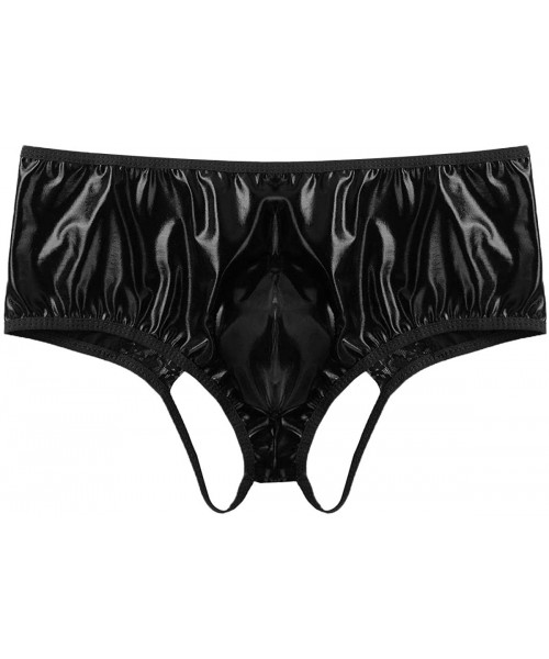 Bikinis Men's Low Rise Tie Up Bikini Briefs Trunks Shorts Metallic Pouch Backless Underwear - Blackblack Edged - CF1900UKG2Y