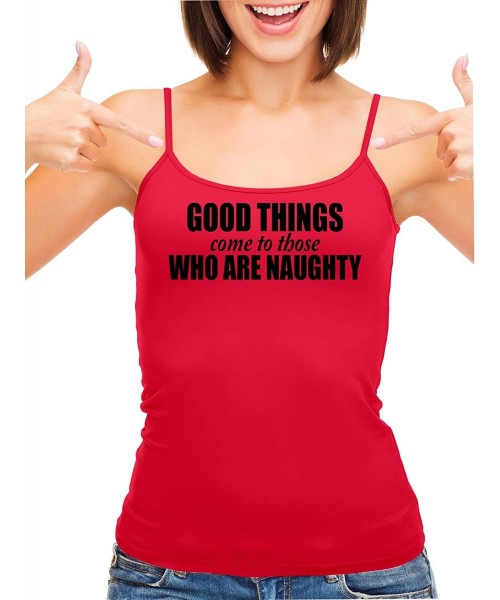 Camisoles & Tanks Good Things Come to Those Who Naughty Red Camisole Tank Top - Black - CQ197R9IHGK