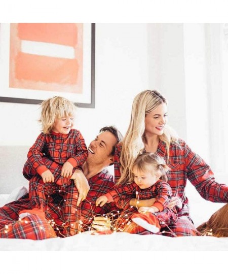 Sets Christmas Family Matching Pajamas PJs Set Plaid Christmas Pajama Set for Family - Women - CN18GWKUX4Z