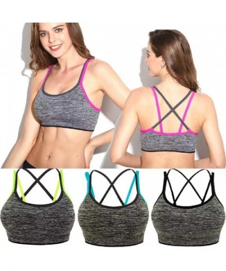 Bras Women High Impact Padded Support Strappy Active Workout Running Gym Crossover Sports Strappy Bra with Padded - Rosepink ...
