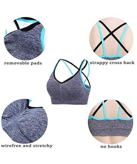 Bras Women High Impact Padded Support Strappy Active Workout Running Gym Crossover Sports Strappy Bra with Padded - Rosepink ...